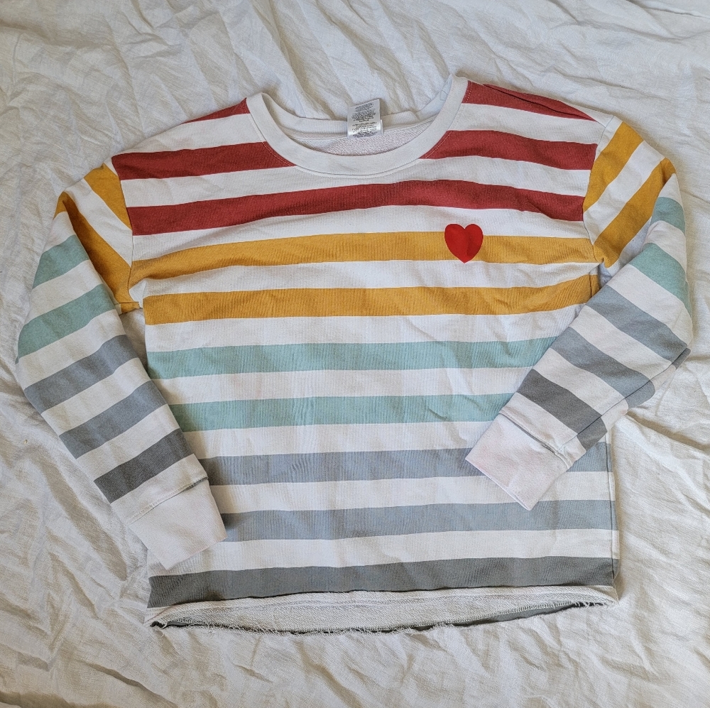 Doe Striped Heart Crew Neck